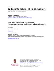 La Follette School of Public Affairs  East Asia and Global Imbalances: