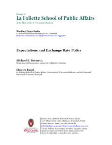 La Follette School of Public Affairs  Expectations and Exchange Rate Policy