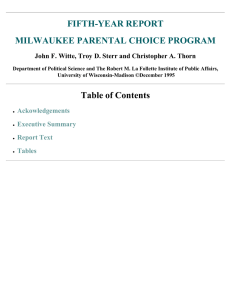 FIFTH-YEAR REPORT MILWAUKEE PARENTAL CHOICE PROGRAM