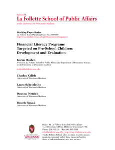 La Follette School of Public Affairs  Financial Literacy Programs