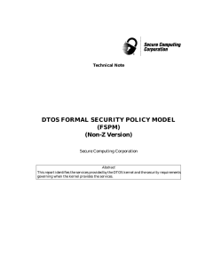 DTOS FORMAL SECURITY POLICY MODEL (FSPM) (Non-Z Version) Technical Note