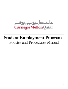 Student Employment Program Policies and Procedures Manual  1