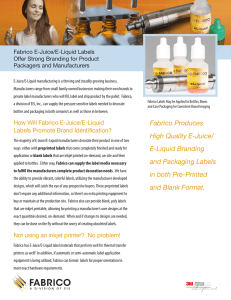 Fabrico E-Juice/E-Liquid Labels Offer Strong Branding for Product Packagers and Manufacturers