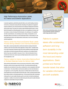 High Performance Automotive Labels for Interior and Exterior Applications