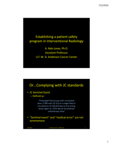 Or…Complying with JC standards Establishing a patient safety  program in Interventional Radiology A. Kyle Jones, Ph.D.