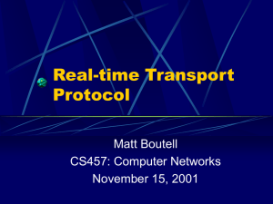 Real-time Transport Protocol Matt Boutell CS457: Computer Networks