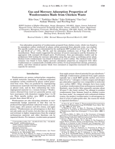 Gas and Mercury Adsorption Properties of Woodceramics Made from Chicken Waste