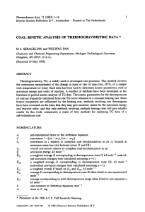 COAL:  KINETIC  ANALYSIS  OF  THERMOGRAVIMETRIC