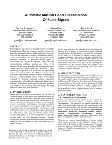 Automatic Musical Genre Classification Of Audio Signals George Tzanetakis Georg Essl