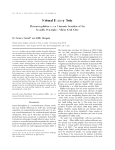 Natural History Note Thermoregulation as an Alternate Function of the