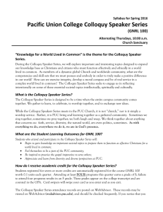 Pacific Union College Colloquy Speaker Series     (GNRL 100)