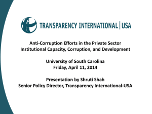 Anti-Corruption Efforts in the Private Sector Institutional Capacity, Corruption, and Development