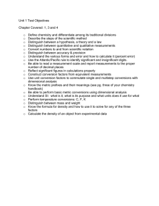 Unit 1 Test Objectives  Chapter Covered: 1, 3 and 4