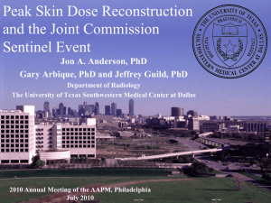 Peak Skin Dose Reconstruction and the Joint Commission Sentinel Event