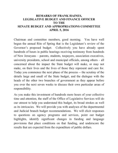 REMARKS OF FRANK HAINES, LEGISLATIVE BUDGET AND FINANCE OFFICER TO THE