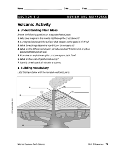 Volcanic Activity Understanding Main Ideas Building Vocabulary