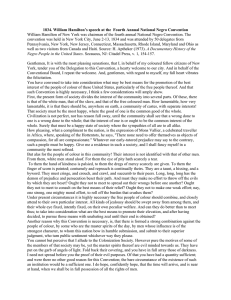 1834. William Hamilton’s speech at the  Fourth Annual National... William Hamilton of New York was chairman of the fourth... convention was held in New York City, June 2-13, 1834...