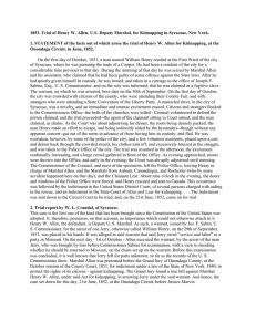 1852. Trial of Henry W. Allen, U.S. Deputy Marshal, for... 1. STATEMENT of the facts out of which arose the...