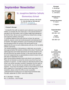 September Newsletter  St. Josephine Bakhita Catholic Elementary School