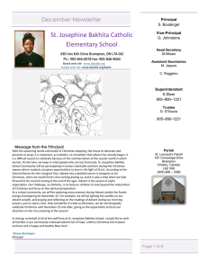 St. Josephine Bakhita Catholic Elementary School December Newsletter