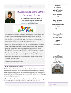 St. Josephine Bakhita Catholic Elementary School January  Newsletter