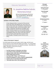 St. Josephine Bakhita Catholic Elementary School February Newsletter