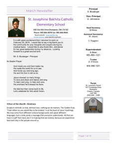 St. Josephine Bakhita Catholic Elementary School March Newsletter