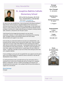 St. Josephine Bakhita Catholic Elementary School May Newsletter