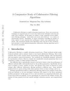A Comparative Study of Collaborative Filtering Algorithms May 14, 2012
