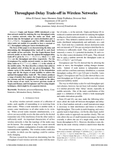 Throughput-Delay Trade-off in Wireless Networks