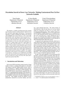 Percolation Search in Power Law Networks: Making Unstructured Peer-To-Peer Networks Scalable