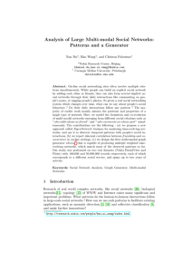 Analysis of Large Multi-modal Social Networks: Patterns and a Generator