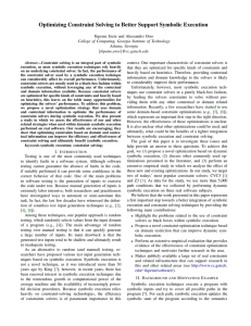 Optimizing Constraint Solving to Better Support Symbolic Execution