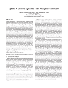 Dytan: A Generic Dynamic Taint Analysis Framework clause|wli7|orso @cc.gatech.edu