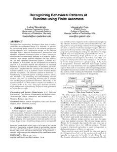 Recognizing Behavioral Patterns at Runtime using Finite Automata Lothar Wendehals Alessandro Orso