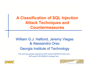 A Classification of SQL Injection Attack Techniques and Countermeasures