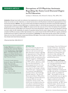 Perceptions of US Physician Assistants Regarding the Entry-Level Doctoral Degree