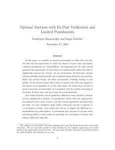 Optimal Auctions with Ex-Post Verification and Limited Punishments November 17, 2015