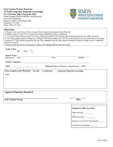 Core Course Waiver Form for ACC401 Corporate Financial Accounting Directions
