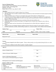 Leave of Absence Form  Rochester, NY 14627