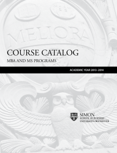 COURSE CATALOG MBA AND MS PROGRAMS ACADEMIC YEAR 2013–2014