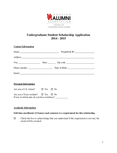 Undergraduate Student Scholarship Application 2014 - 2015