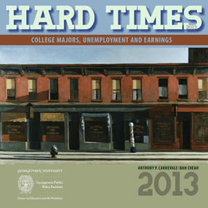 2013 HARD TIMES COLLEGE MAJORS, UNEMPLOYMENT AND EARNINGS