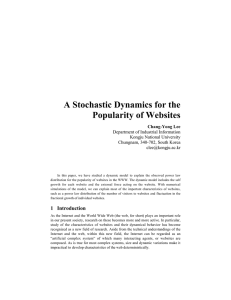 A Stochastic Dynamics for the Popularity of Websites