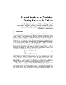 Fractal Statistics of Modeled Zoning Patterns in Calcite