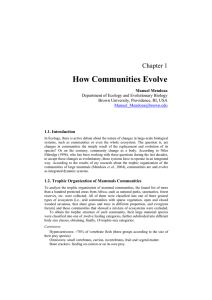 How Communities Evolve Chapter 1 Manuel Mendoza 1.1. Introduction