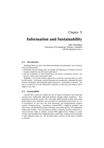 Information and Sustainability Chapter  X  University of Technology, Sydney, Australia