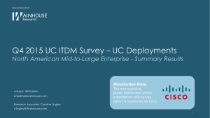 Q4 2015 UC ITDM Survey – UC Deployments Distribution Note: The non-exclusive,