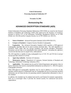 Announcing the ADVANCED ENCRYPTION STANDARD (AES)