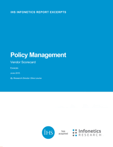 Policy Management Vendor Scorecard IHS INFONETICS REPORT EXCERPTS